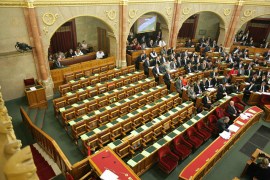 Hungarian Socialist Party seats during the National Assembly vote on the Fundamental Law. 
