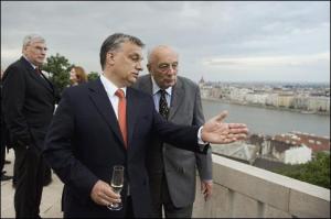 Prime Minister Orbán and John Lukacs looking over Budapest from Castle Hill in May 2013. 