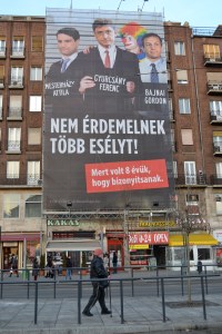Gigantic sign near Deák Square in Budapest (Orange Files photo).