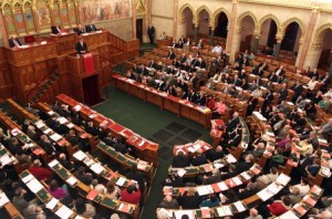 Plenary session of the National Assembly at the Hungarian Parliament Building in Budapest. 