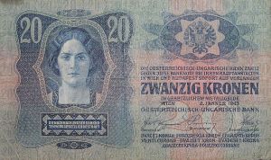 Twenty-krone Austro-Hungarian banknote. 