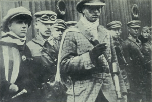 Communist-paramilitary commander József Cserny (center) and members of the Lenin Boys.