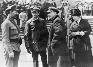 Tibor Szamuely (second from left) and Vladimir Lenin chat in Moscow in May 1919.