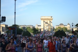 Marching across the Chain Bridge. 