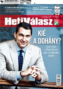 "Who's Got the Tobacco?": Prime Minister's Office chief János Lázár on the cover of the weekly Heti Válasz. 
