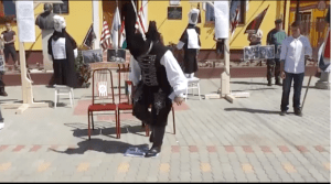 Érpatak Mayor Mihály Zoltán Orosz stomps on a modified Israeli flag. 