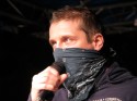 "The city is ours, the streets are ours, death to the Israeli water cannons!": Protest leader György Budaházy speaks at anti-government rally before march on Budapest Opera House (October 22, 2007). 