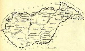 Map of Hungary following reincorporation of Czechoslovak territories in 1938. 