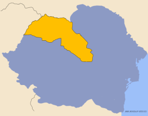 Yellow = territory returned to Hungary via the Second Vienna Award. 