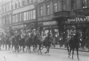 Romanian cavalry in Budapest. 