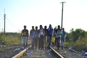 Refugees cross into Hungary from Serbia at the end of August. 